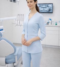 Блуза  с баской А2702 голубая